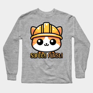 Safety Furst! Cute Osha Cat Pun Long Sleeve T-Shirt